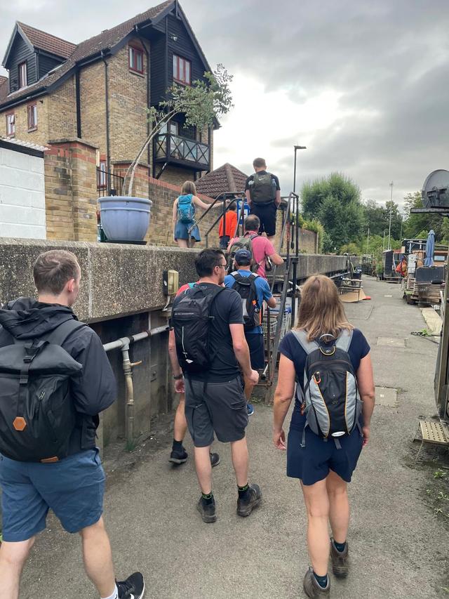 Walking up steps in Brentford